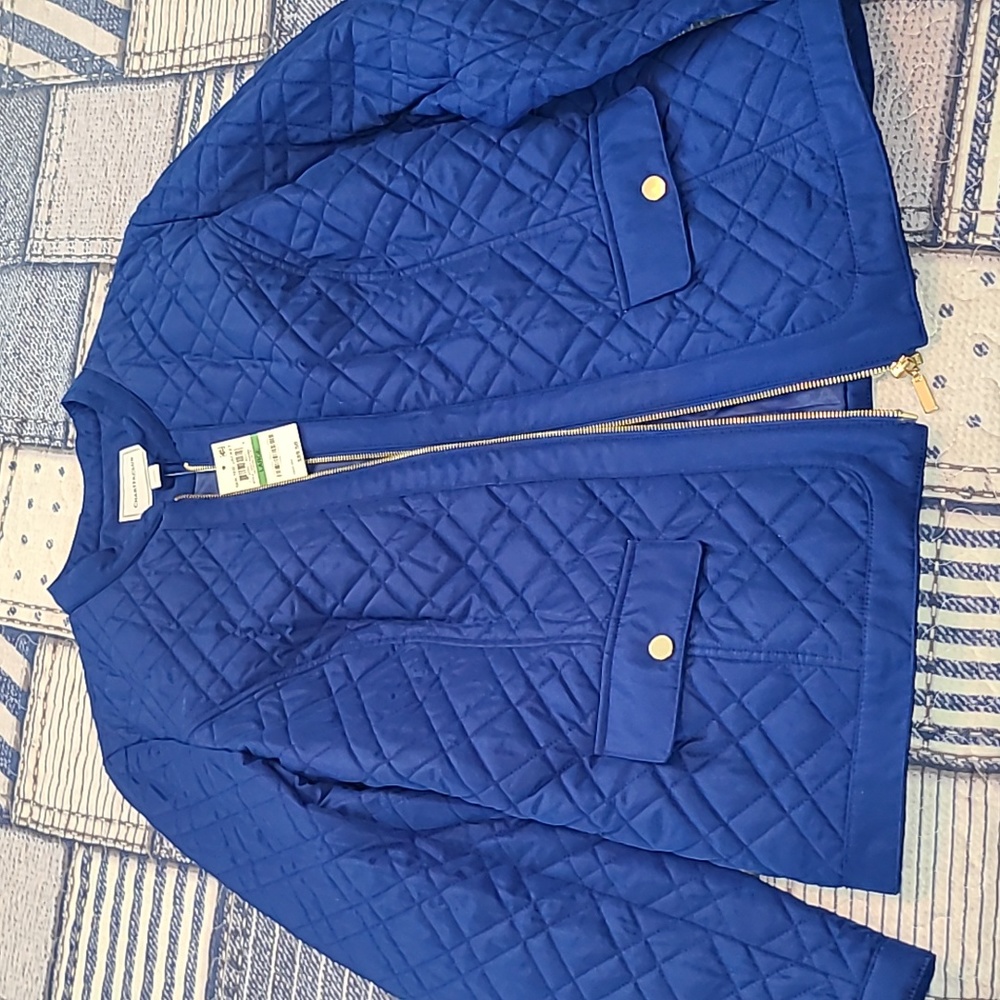 Charter Club Blue Quilted Utility Jacket